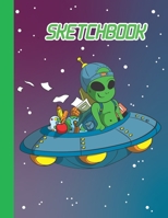 SKETCHBOOK: Cute Blank Notebook for Sketching and Picture Space with Alien in Space, Unlined Paper Book for Drawing, Journaling and Doodling, Perfect for Creative Kids 1712386182 Book Cover