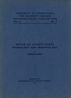 Notes on Chasta Costa Phonology and Morphology 1376860961 Book Cover