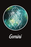 Zodiac Journal: Beautiful Gemini Line Drawing With Sacred Geometry Accent On A Yellow and Green Constellation 1692569554 Book Cover