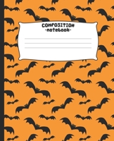 Composition Notebook: Halloween Bat blank lined journal, wide ruled, 110 pages, 7.5” x 9.25” 1699714045 Book Cover