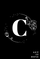 Simple Black Initial Letter C Notebook with Rose Floral Journal for Women, Girls Birthday Gift and School: Lined Notebook / Journal Gift, 120 Pages, 6x9, Soft Cover, Matte Finish 1677328053 Book Cover