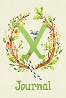 Cute Woodland Critter Journal with Initial: Cute Woodland Raccoon Journal with Green Initial 'X' 1695710444 Book Cover