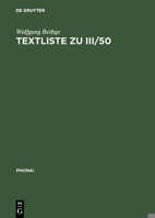 Textliste Zu III/50: Festschrift Für Eberhard Zwirner. Teil I 3484230126 Book Cover
