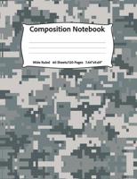 Composition Notebook: Wide Ruled, 60 Sheets/120 Pages, 7.44 x 9.69 Digital Green Military Camouflage 1077550383 Book Cover
