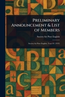 Preliminary Announcement & List of Members 102311951X Book Cover