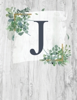 J: Monogram Initial Notebook Letter J | 8.5" x 11" - 100 pages, College Ruled| Rustic, Farmouse, Woodgrain, Floral 1687276773 Book Cover