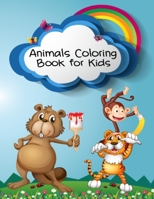 Animals Coloring Book for Kids: Animal Activity Book for Kids Birthday Gift From Grandma, Cute Animal Coloring Book for Girls & Boys, Easy Design Pictures Animal Coloring Book for Kids & Toddlers 1673446841 Book Cover