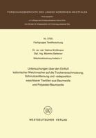 Untersuchungen Uber Den Einfluss Kationischer Weichmacher Auf Die Trockenanschmutzung, Schmutzentfernung Und -Redeposition Waschbarer Textilien Aus Baumwolle Und Polyester/Baumwolle 3531027204 Book Cover