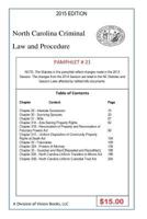 North Carolina Criminal Law and Procedure-Pamphlet 21 150259854X Book Cover