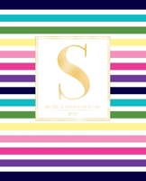 Weekly & Monthly Planner 2020 S: Colorful Rainbow Stripes Gold Monogram Letter S (7.5 x 9.25 in) Vertical at a glance Personalized Planner for Women Moms Girls and School 1700350625 Book Cover