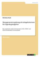 Managementvergütung ALS Anlagekriterium Für Eigenkapitalgeber (German Edition) 366887994X Book Cover