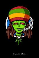 Psychedelic Notebook: Rasta Alien Smoking Weed Notebook 1080152687 Book Cover