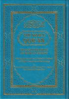 The Noble Quran: Color Coded,Transliteration in Roman Script with Original Arabic Text (Mushaf Al-Madinah) and English Translation of the Meanings (Turquoise Blue) 1958318507 Book Cover