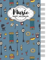 Music Sheet Notebook: Blank Staff Manuscript Paper with Travel Themed Cover Design 1704197260 Book Cover