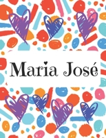 Maria José: Diario de nombres personalizado con papel rayado en blanco  Cubra círculos y corazones de diseño (Spanish Edition) 1693803925 Book Cover
