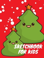 Sketchbook for kids: 8.5X11 inches notebook, blank page journal, 100 pages plank paper for sketcher, kids, boys, girls, men, women, for drawing, Merry Xmas theme, trees, snow 1705853307 Book Cover