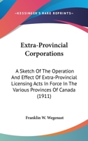 Extra-Provincial Corporations 1014634849 Book Cover