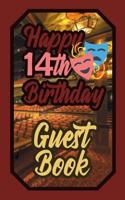 Happy 14th Birthday Guest Book: 14 Fourteenth Fourteen Theatre Celebration Message Logbook for Visitors Family and Friends to Write in Comments & Best Wishes Gift Log (Actors Actresses & Performers Bi 109250088X Book Cover
