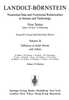 Diffusion in Solid Metals and Alloys / Diffusion in festen Metallen und Legierungen (Landolt-Bornstein Numerical Data & Functional Relationships in Science ... - Group III: Crystal & Solid State Physi 3540508864 Book Cover