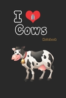 I love Cows: Black Notebook Gift For Kids: Lined Notebook / Journal Gift, 120 Pages, 6x9, Soft Cover, Matte Finish 1671640683 Book Cover