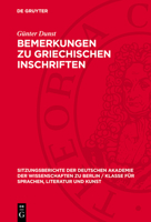Bemerkungen Zu Griechischen Inschriften 3112726006 Book Cover