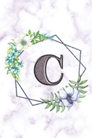 C: Personalized Dot Grid Bullet BUJO Notebook Journal Modern white Marble Floral Silver Initial Monogram Letter C- Many Usage Handy Travel Size For Women Teens 1704409527 Book Cover