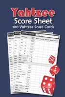 Yahtzee Score Sheets: Yahtzee score pads for all Game Lovers - 100 Score Cards - 101 pages, 6"x9" - Yahtzee Party Supplies - Paperback - purple background with three red dice and scorecards 167359171X Book Cover