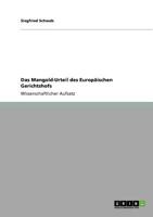Das Mangold-Urteil Des Europaischen Gerichtshofs 3640764129 Book Cover