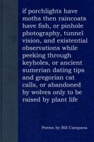 If Porchlights Have Moths Then Raincoats Have Fish, or Pinhole Photography, Tunnel Vision, and Existential Observations ...: Poems by Bill Campana 1938190548 Book Cover