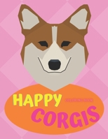 Happy Corgis Coloring Book: Cute Fun And Unique Dogs Activity Book For Kids & Adults B08Z2GQLSM Book Cover