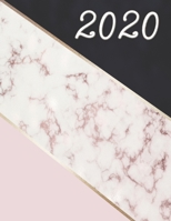 2020: Weekly and Monthly Planner (Pink, Navy, & Marble Cover) US Letter Size 8.5x11 1673694373 Book Cover