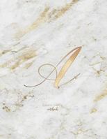 Graph Paper Notebook : Marble Elegant Gold Monogram Letter a Grid and Quad Rule (8. 5x11) Composition Notebook for Students 179385565X Book Cover