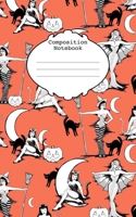 Composition Notebook: Halloween Pinups in orange and black, wide ruled, 75 pages small 5" x 8" composition book 1088767044 Book Cover