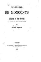 Balthasar de Monconys, analyse de ses voyages au point de vue artistique 1019162104 Book Cover