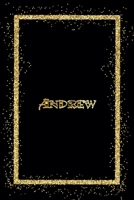 Andrew: Name Andrew Monogram Notebook - 120 Pages - Size 6x9, Soft Cover, Matte Finish- Gold Confetti Glitter Monogram Blank Lined Note Book, Writing Pad, Journal or Diary Kids, Girls Men & Women 1660411734 Book Cover