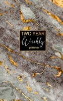 TWO YEAR Weekly Planner: 2-Year Pocket Planner Organizer, 2 Year Calendar Overview is perfect for everyday use. Gold Letter & Brown Marble Background Cover 1696484065 Book Cover