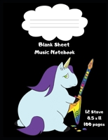 Blank Sheet Music Notebook: Unicorn Eating Rainbow Guitar 1695659597 Book Cover