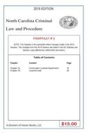 North Carolina Criminal Law and Procedure-Pamphlet # 5 1502304767 Book Cover