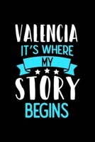 Valencia It's Where My Story Begins: Valencia Dot Grid 6x9 Dotted Bullet Journal and Notebook 120 Pages 1673511066 Book Cover
