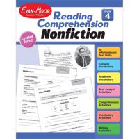 Evan-Moor Reading Comprehension: Nonfiction, Grade 4 - Homeschooling and Classroom Resource Workbook, Biographies, Science, Social studies, Geography, Leveled, Vocabulary, Text structure analysis 1645143376 Book Cover