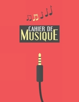 Cahier de Musique: 120 partitions vierges avec 12 portées | Format A4 | Prise jack sur fond rouge (French Edition) 1707800758 Book Cover