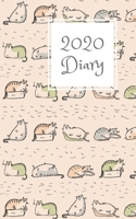 2020 Diary: 5x8 week to a page planner with 12 monthly planners. Lined paper pages after diary for all your notes. Perfect for general use, small business owners and students. Pink cartoon cats design 1692511769 Book Cover