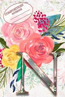 Composition Book: Monogram Initial Letter N Floral Wild Garden Botanical Alphabet Watercolor on Colorful Rose, Pink and Yellow Flowers for Women and Girls 1089225474 Book Cover