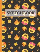 Sketchbook: Cool Fire, Stars and Emoji Sketchbook For Kids to Practice Sketching, Drawing, Writing and Creative Doodling 1095858424 Book Cover