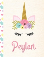 Peyton: Personalized Unicorn Primary Handwriting Notebook For Girls With Pink Name Dotted Midline Handwriting Practice Paper Kindergarten to Early Childhood Grades K-2 Composition School Exercise Book 1695458389 Book Cover
