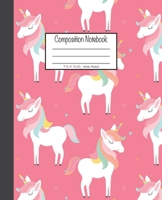 Composition Notebook: 7.5x9.25, Wide Ruled Colorful Pink Unicorn 1676893121 Book Cover