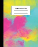 Composition Notebook: Green Yellow Pink Mable Like Water Colour Background Wide Ruled Paper 1729060137 Book Cover