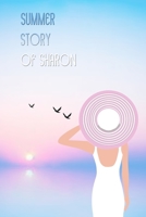 Summer Story of Sharon: Personalized Name Journal, Lined Notebook with Women illustration on Blue Sunset Cover 1698437293 Book Cover