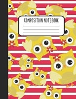 Composition Notebook: Owl Red and Yellow Designer College Ruled Lined Blank Notebook Journal Notepad 1704517354 Book Cover