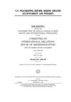 U.N. peacekeeping reform: seeking greater accountability and integrity 1709100672 Book Cover